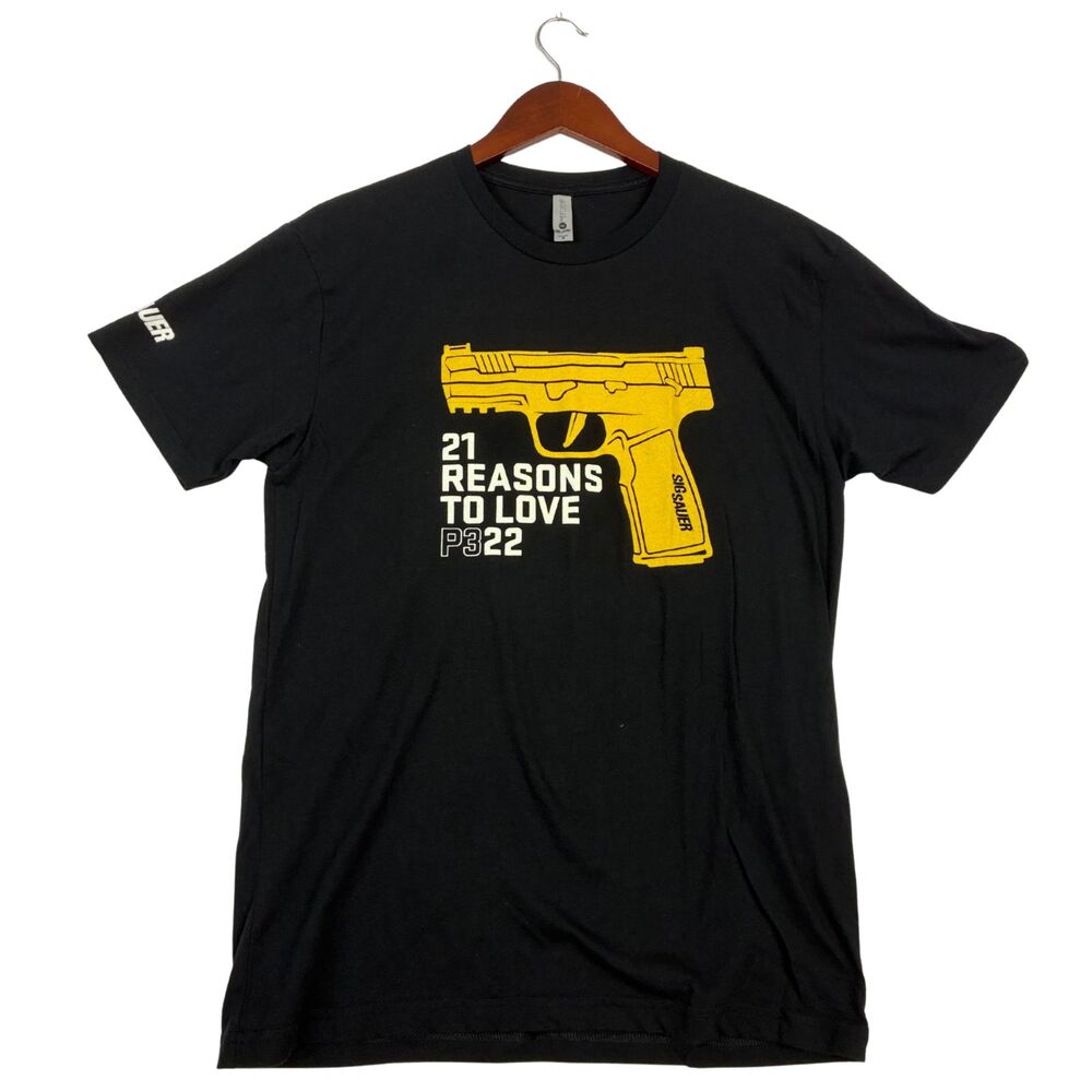 SIG Sauer P322 T Shirt Mens M Black 21 Reasons To Love Graphic Gun Logo Tee